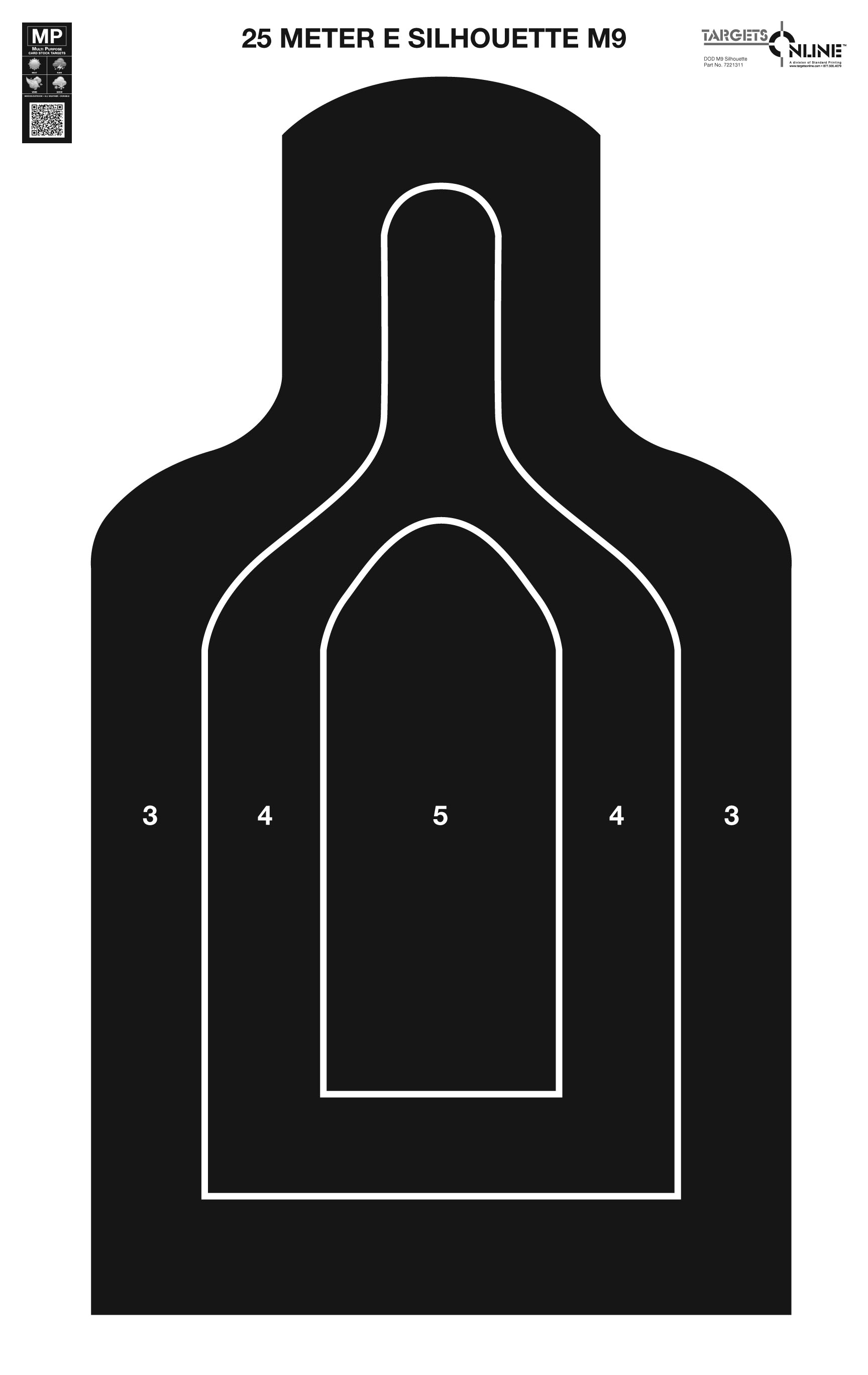 DOD M9 Silhouette 25 meter - Card Stock